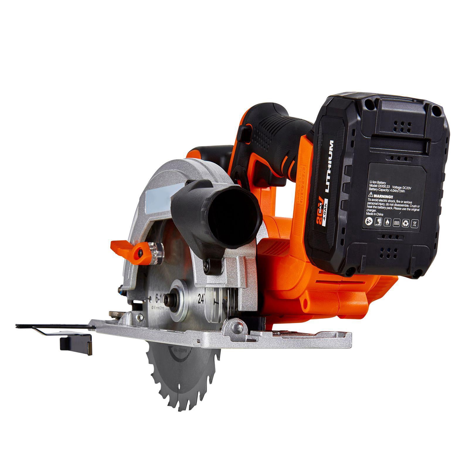 Cordless Circular Saw 6.5 Inch 4700 RPM Brushless Motor 0-45 Degree Mitering LED Light Wood Cutting Kit with Battery and Charger