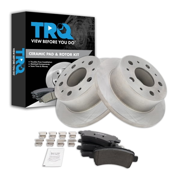 TRQ Rear Brake Pad and Rotor Set Ceramic Solid Rotors Fits 2014-2020 Ram ProMaster 1500 2500 3500