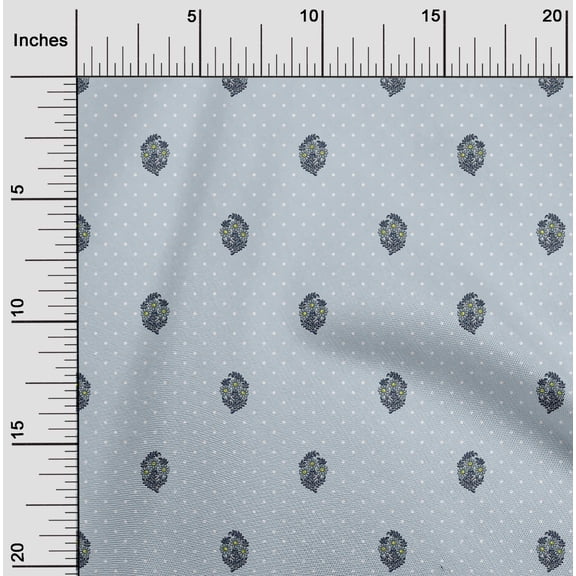 oneOone Georgette Viscose Light Gray Fabric Tiny Flower & Dot Floral Quilting Supplies Print Sewing Fabric By The Yard 42 Inch Wide