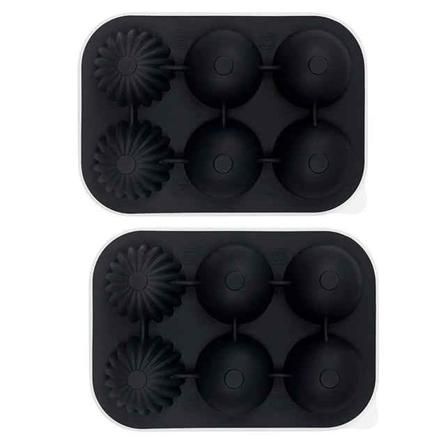 Silicone Molds 6 Cavity Ice Molds With Flower Round Shapes Release Reusable Ice Cream For Homemade Popsicles