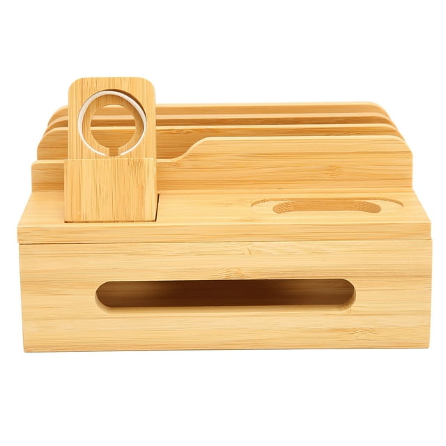Bamboo Charging Station, Multifunctional Heat Dissipation 5 Port Bamboo Multi Device Charging Station For Tablets