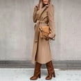 thumbnail image 2 of utcoco women's open front wool blend trench long coat with belt, 2 of 4