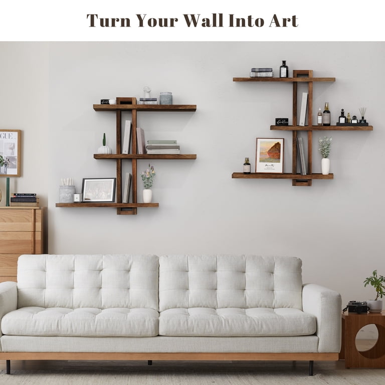 Decorx Floating Shelves Wall Mounted Rustic Wall Wood Shelves 3 Tier