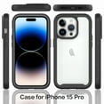 thumbnail image 2 of Compatible with iPhone 15 Pro Case Clear, Heavy Duty Dual Layer Shockproof Protection Transparent Women Men [Never Yellowing] [Military Grade Anti-Drop] Hard PC Back Phone Cover,Black, 2 of 7