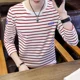 thumbnail image 4 of Camiseta de cuello redondo superior para hombre, 100 % algodón, ropa para hombre, rayas, citas estéticas con elasticidad de poliéster al por mayor, 4 of 5