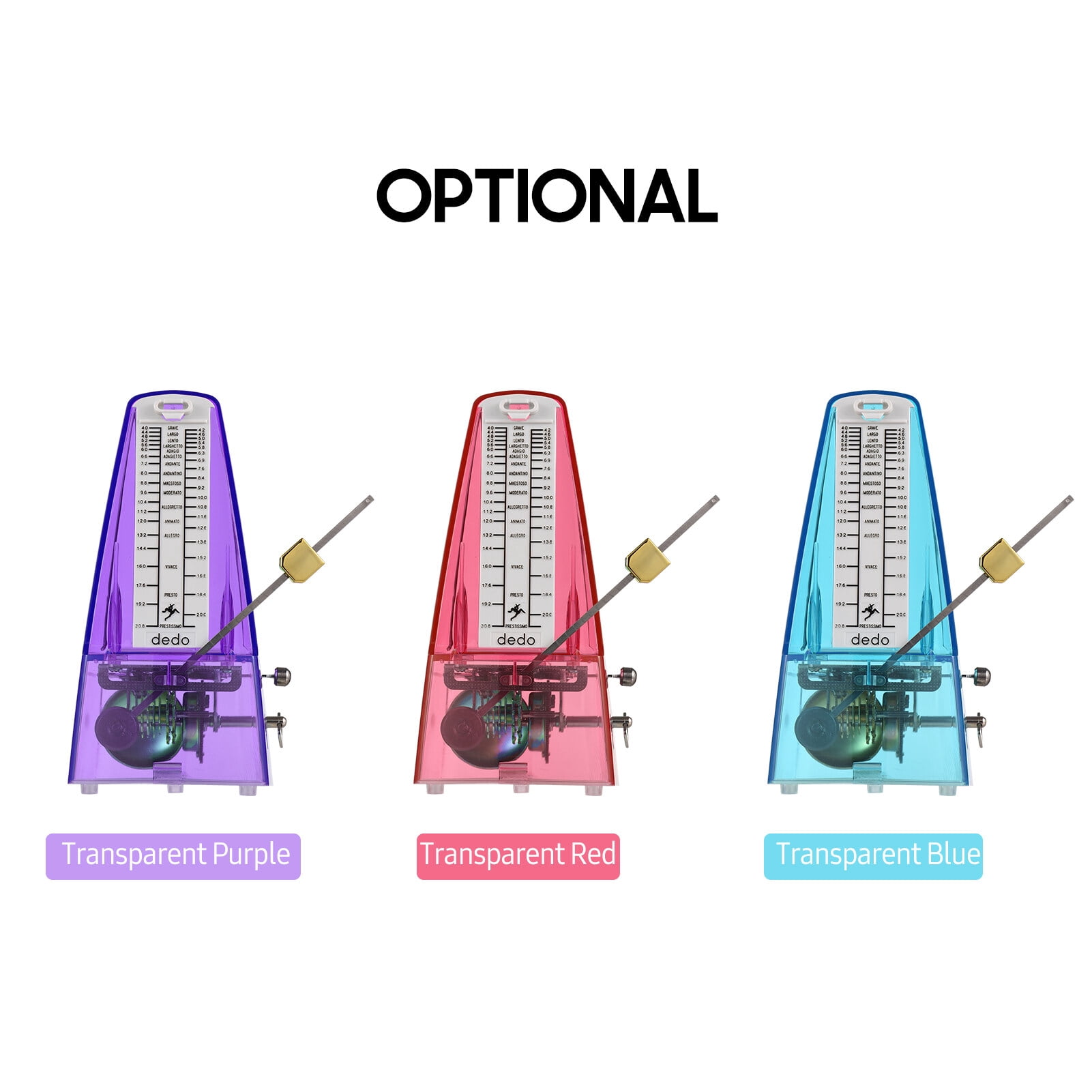 Transparent Mechanical Metronome with Bell Universal Wind up Metronome with Loud Sound Beat Selection Speed Control for Guitar Piano Violin Drum