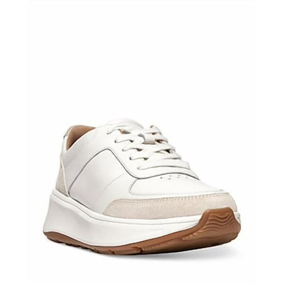 FitFlop FR1194-080 F-Mode Leather/Suede Flatform Sneakers Urban White US10