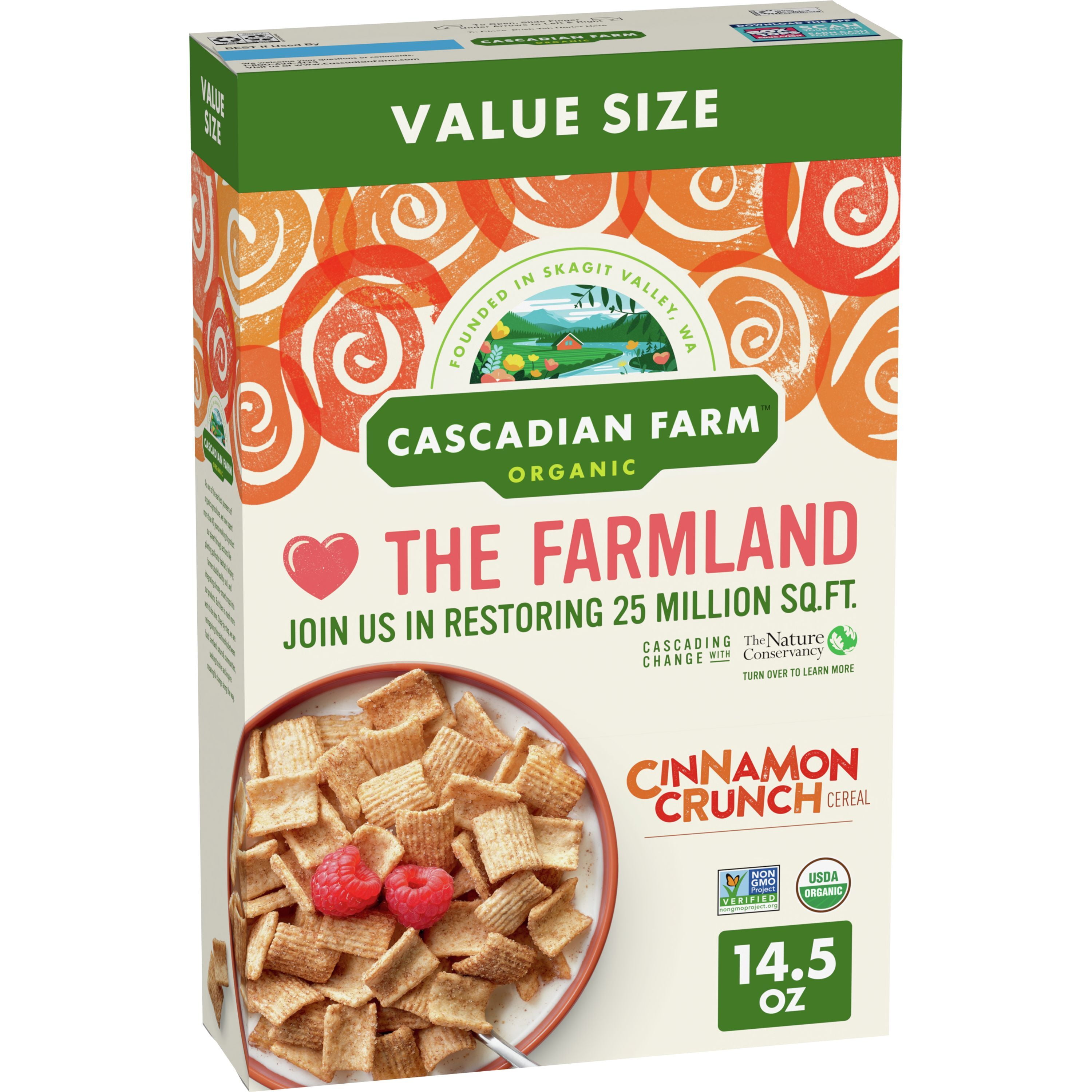 Cascadian Farm Organic Cereal, Cinnamon Crunch, 14.5 oz