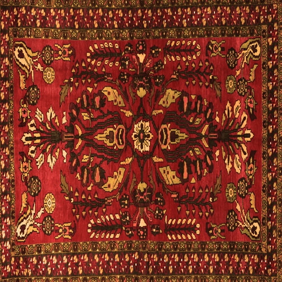 Ahgly Company Indoor Square Persian Orange Traditional Area Rugs, 4' Square