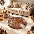 thumbnail image 4 of Round Christmas 3D Visual Effect Doormat – 23.62in Non-Slip Absorbent Entryway Mat, Stain Resistant Polyester, Holiday Welcome Mat, 4 of 6