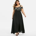 thumbnail image 2 of PENGXIANG Plus Size Cold Shoulder Floral Lace Maxi Party Evening Camis Long Dress, 2 of 5