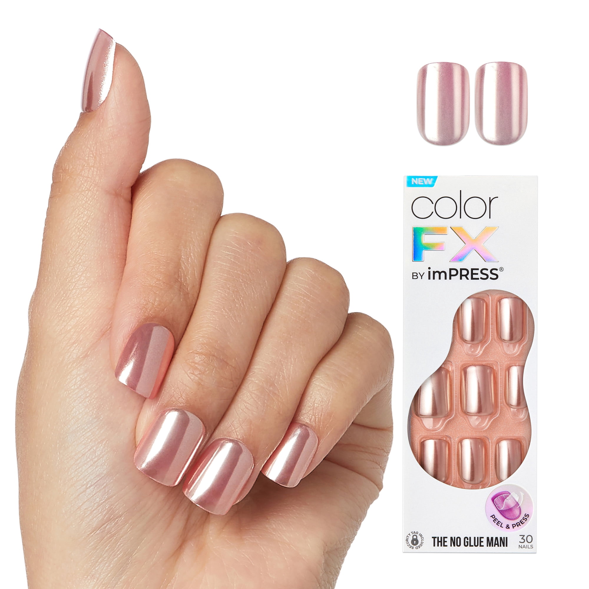 Kiss ColorFX ImPRESS Drucknägel - Perlglanz Rot, Kurz & Oval | 30 Stück Inkl. Kleber & Zubehör