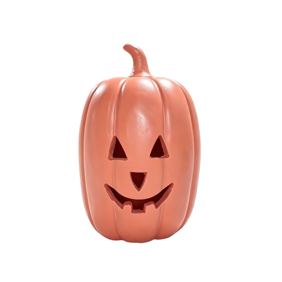 Halloween Decor Pumpkin Tabletop Ornament, 1-Pack 6 Inch Resin Jack O Lantern, Classic Orange Fall Harvest Decor for Porch and Table, bldnkj