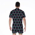 thumbnail image 2 of Pink And Blue Lights Heart Pattern Short Sleeve Men'S Rompers Casual Summer Jumpsuits Outfit, 2 of 4