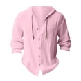 thumbnail image 4 of MIXUE Mens Casual Button Down Shirts Solid Color Stylish Pocket Hooded Long Sleeve Comfortable Shirt Tops Activewear,Pink,XL, 4 of 4