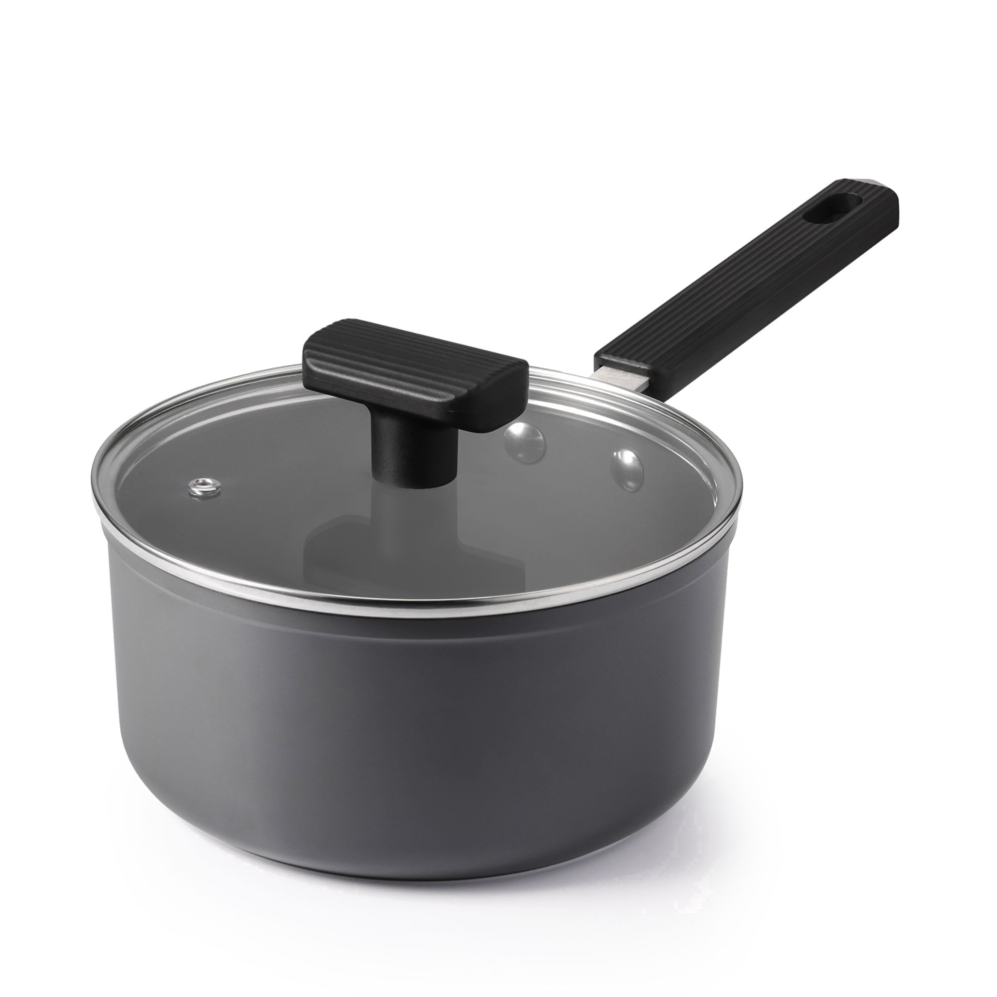 SENSARTE 2QT Ceramic Saucepan with Lid, Gray Nonstick Induction Pan with Anti-Scald Handle, Healthy Cooking Pan, Dishwasher Safe, Induction Compatible