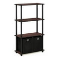 thumbnail image 1 of Pemberly Row Wood 4-Tier Storage Rack Shelving Unit in Dark Cherry/Black, 1 of 5