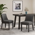 thumbnail image 3 of GDF Studio Boise Contemporary Fabric Upholstered Wood Dining Chairs, Set of 2, Charcoal and Weathered Gray, 3 of 9