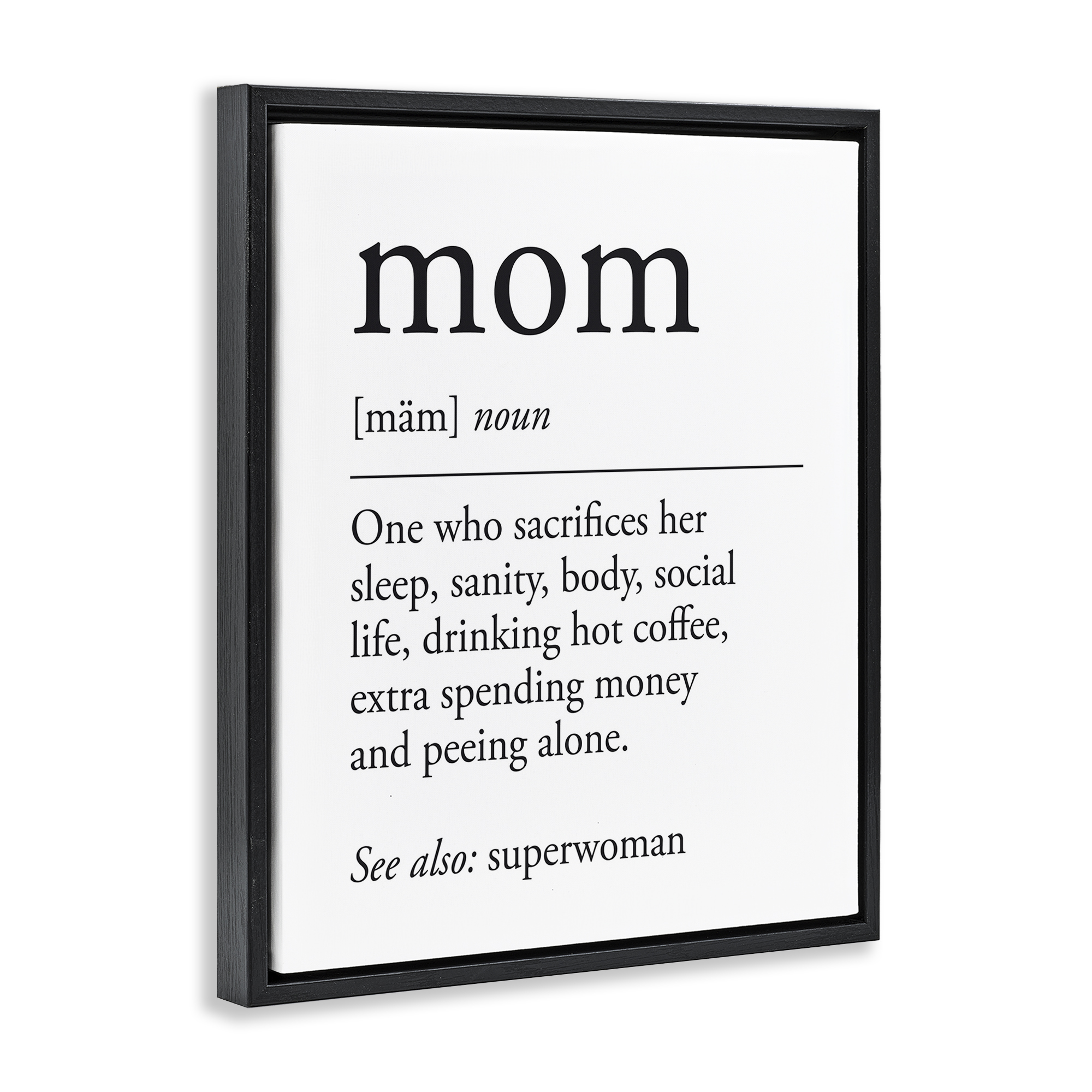 Stupell Industries Mom Definition Sentiment Typography Painting Black Floater Framed Art Print Wall Art, 17 x 21
