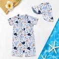 thumbnail image 2 of Ymyiu Bathing Suit Toddler Boy Boys' Swimwear One Pieces Zipper Toddler Sun Protection Short Sleeve 4T 5T (White,4-5 Years), 2 of 7