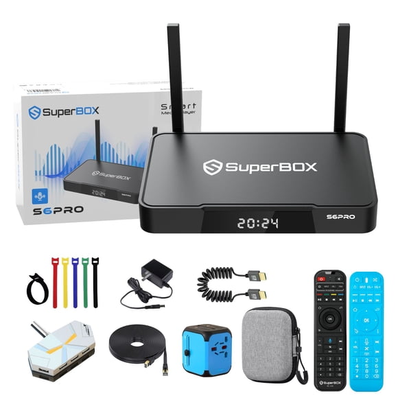 Superbox S6 Pro Fully Loaded TV Box, 4GB RAM+32GB Storage, Bluetooth Voice Control, Time Shift and Parental Control, High-Speed 1000M Ethernet for Buffer-Free & Easy Setup Guide