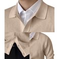 thumbnail image 6 of Men'S Lapel Cardigan Sweater Knit Long Sleeve Button Cardigan Slim Fit Casual Ribbed Knitted Jacket Khaki M, 6 of 7