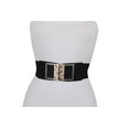 thumbnail image 3 of Women Black Elastic Fashion Belt Gold Metal Skull Buckle S M, 3 of 14