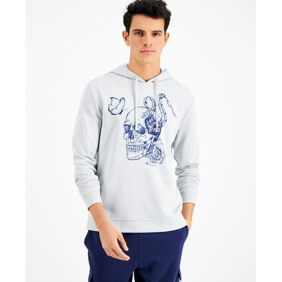 Inc International Concepts Men’s Regular-Fit Printed Hoodie, Light Blue/XL