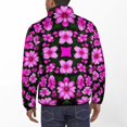 thumbnail image 3 of Pink Flowers on Black Men's Stand Collar Sweater Long Sleeve Clothing Loose Fit Sports Sweater, 3 of 8