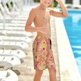 thumbnail image 6 of Cauagu Yellow Flowers Print Swim Trunks for Men,Youth Boys Swim Shorts Compression Liner Beach Shorts Boys' Swimming Shorts 7-20 Years Bathing Suit-Small, 6 of 7