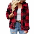 thumbnail image 2 of jsaierl Women's Fuzzy Fleece Jacket Casual Plaid Button Down Teddy Jacket Coat Outerwear, 2 of 9