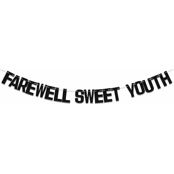 Farewell Sweet Youth Banner - Death to My 20s Decorations - Rip 20s 30th Birthday Decorations Black