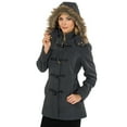 thumbnail image 1 of Alpine Swiss Duffy Womens Hooded Parka Fur Trim Wool Coat Toggle Button Jacket, 1 of 10