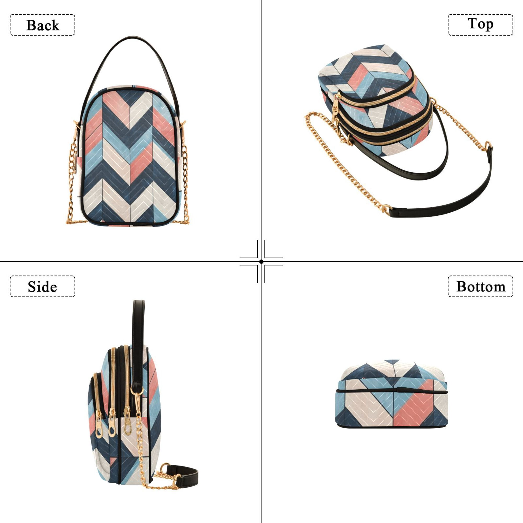 FORMRS Crossbody Bag for Women Quilted Travel Shoulder Cell Phone Purse with Chain Strap Handbag, Pink Geometric