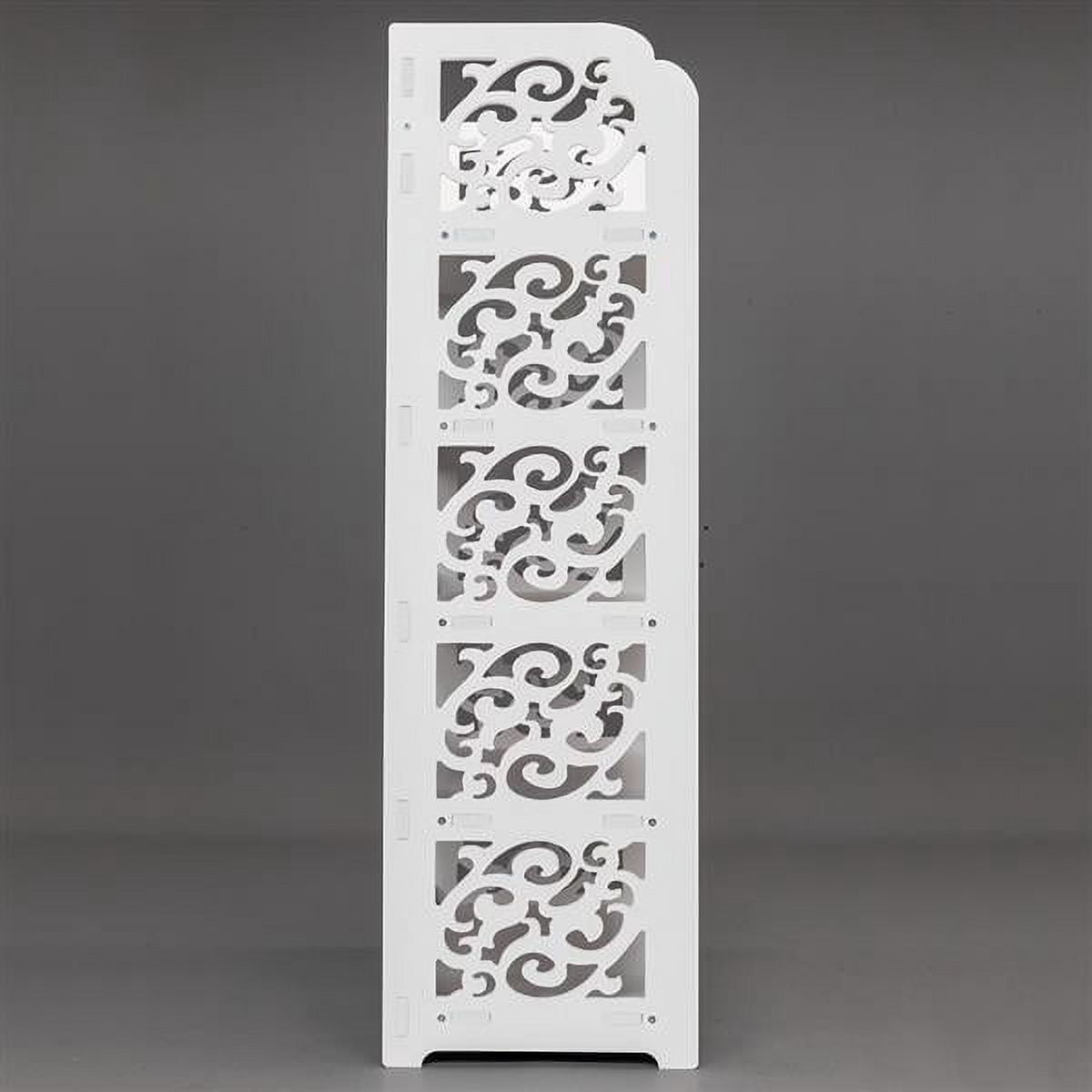 Wood-plastic Board Five Tiers Carved Shoe Rack White A