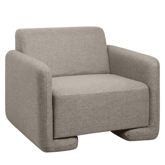LeisureMod Accent Chair Upholstered in Linen Sturdy Wooden Base with Padded Seat and Back for Living Room, Bedroom, Office Nyta Collection in Grey