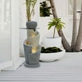 thumbnail image 5 of LuxenHome 27 Inch Gray Resin Cascading Spiral Outdoor Water Fountain with Lights, 5 of 9