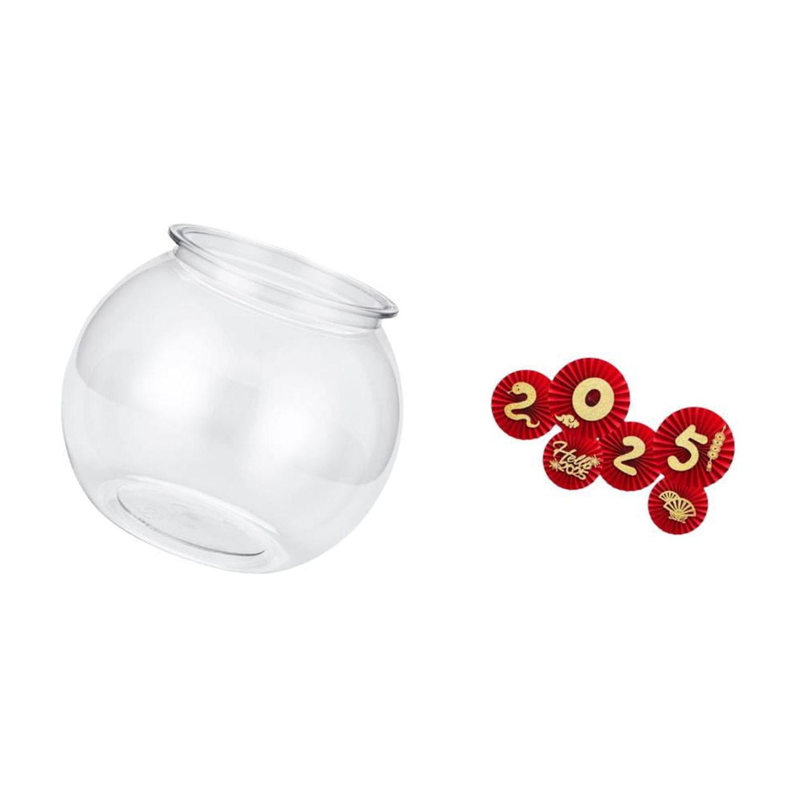 Desktop Aquarium Tank Transparent Fish Bowl Vase PP Material with Folding Fans for Living Room Spring Festival Decor