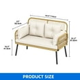 thumbnail image 3 of Dextrus Wicker Outdoor Loveseat, All-Weather Patio Furniture with Cushions, Light Brown+Beige, 3 of 10