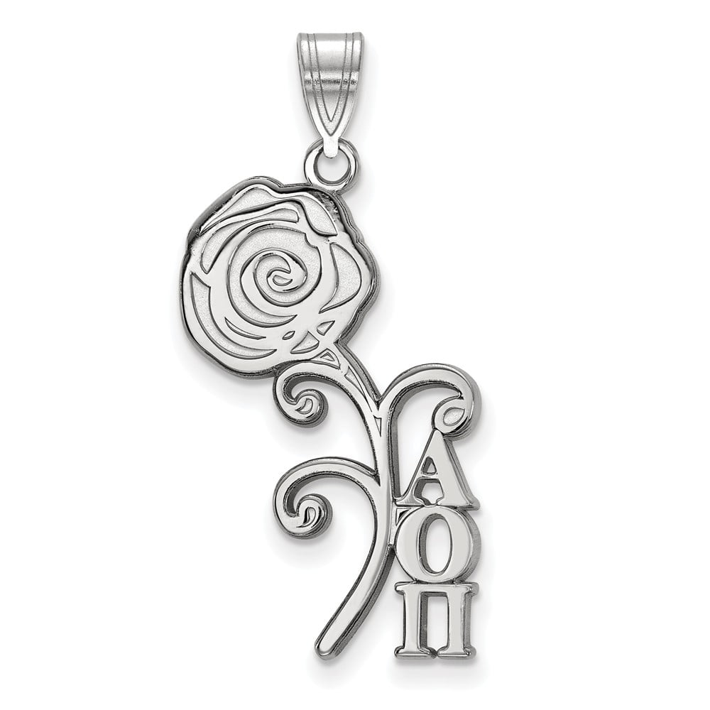 Solid 925 Sterling Silver Alpha Omicron Pi Medium Pendant (16.3mm x 33