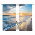 thumbnail image 2 of Sunset Beach Semi Sheer Window Curtains 72 Inches Long, Spray Ocean Waves Sky Nature Scenery Rod Pocket Voile Silky Chiffon Curtain Light Filtering Drapes for Living Room, Kitchen, 52"x72", 2 Panels, 2 of 9