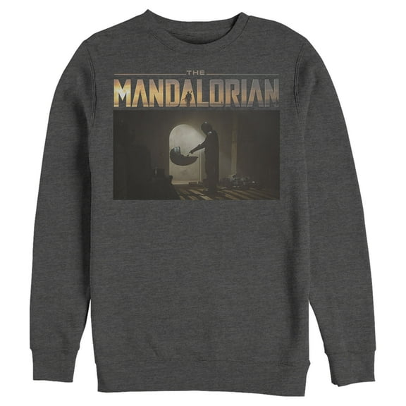 Men's Star Wars: The Mandalorian The Child Bounty Logo Silhouette Sweatshirt Charcoal Heather 3X Large