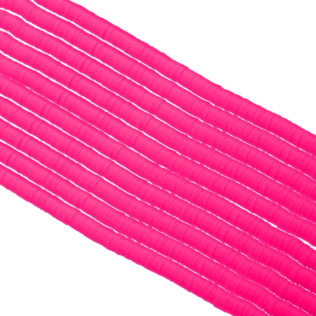 Unique Bargains Perles d'Argile Polymère 6mm Espaceur, 3500 Pcs 10 Brins Perles Plates Rondes Faites à la Main, Rouge Rose