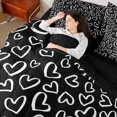 thumbnail image 4 of Manfei Kawaii Love Heart 7-Piece Twin Bedding Sets for Female Women Girls,Black White Bedding Comforter Set,Romantic Couple Lover Breathable Sheet Sets,Microfiber Bedroom Decor,Reversible, 4 of 8