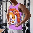thumbnail image 3 of Wukai Corgi In Sushi Roll Print Men’s Workout Tank Top Sleeveless Muscle T shirt Gym Running Fitness Tank Top-X-Large, 3 of 7