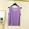 thumbnail image 4 of AKOEE Modal Cotton Tank Tops Soft Pajama Sleep Tees for Women with Pleats Solid Sleeveless Base Undershirt (L, Purple 01), 4 of 6