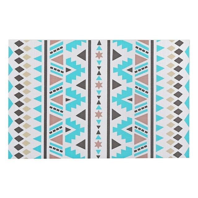 Vinyl Placemat (Bohemian) (Aqua) - Set of 12