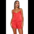 thumbnail image 2 of Pijama de Satén para Mujer, con Encaje, Lencería, Camisola y Pantalones Cortos Rojo M, 2 of 7