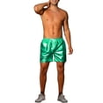 thumbnail image 2 of INSPIRE CHIC Metallic Shorts for Men's Elastic Drawstring Party Holographic Sparkly Shiny Hot Shorts with Pocket 32 Green, 2 of 5