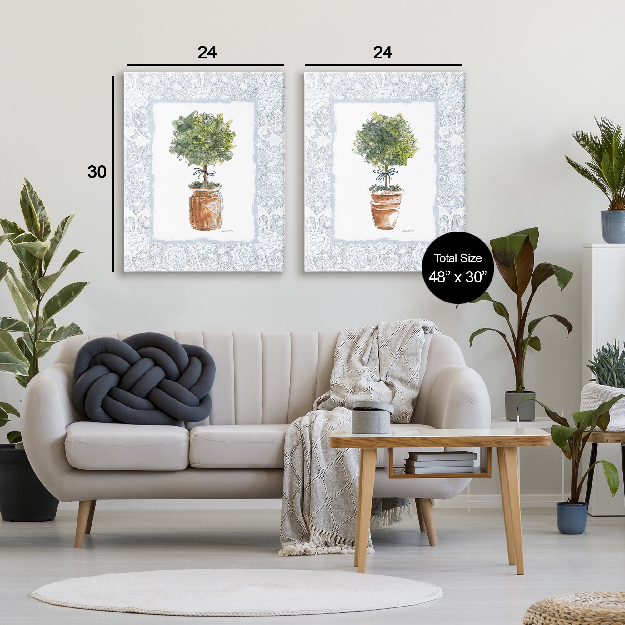 Stupell Industries Potted Topiary Plants 2 Piece Canvas Wall Art Set, design by Carol Robinson